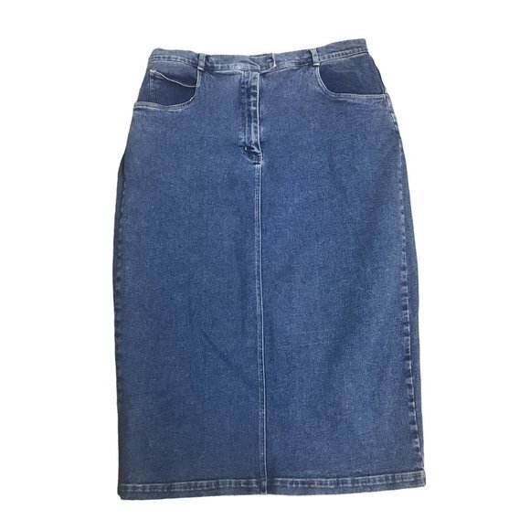 Venezia Womens Plus Size 20 Long Blue 90s Jean Skirt Stretchy Y2k - Picture 1 of 8